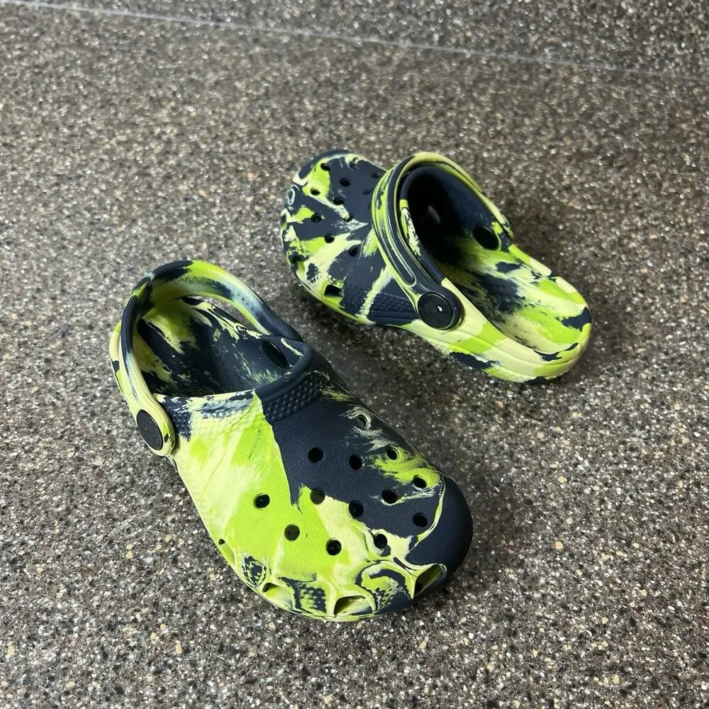 Crocs Iconic Comfort Toddler Little Kids 9 Tie Dye Clogs Muticolor Mule Slip On
